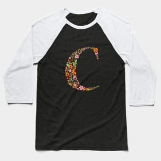 Retro Floral Letter C Baseball T-Shirt